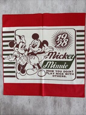 Disney Mickey & Minnie Red, White, Brown, Green Graphic Scarf